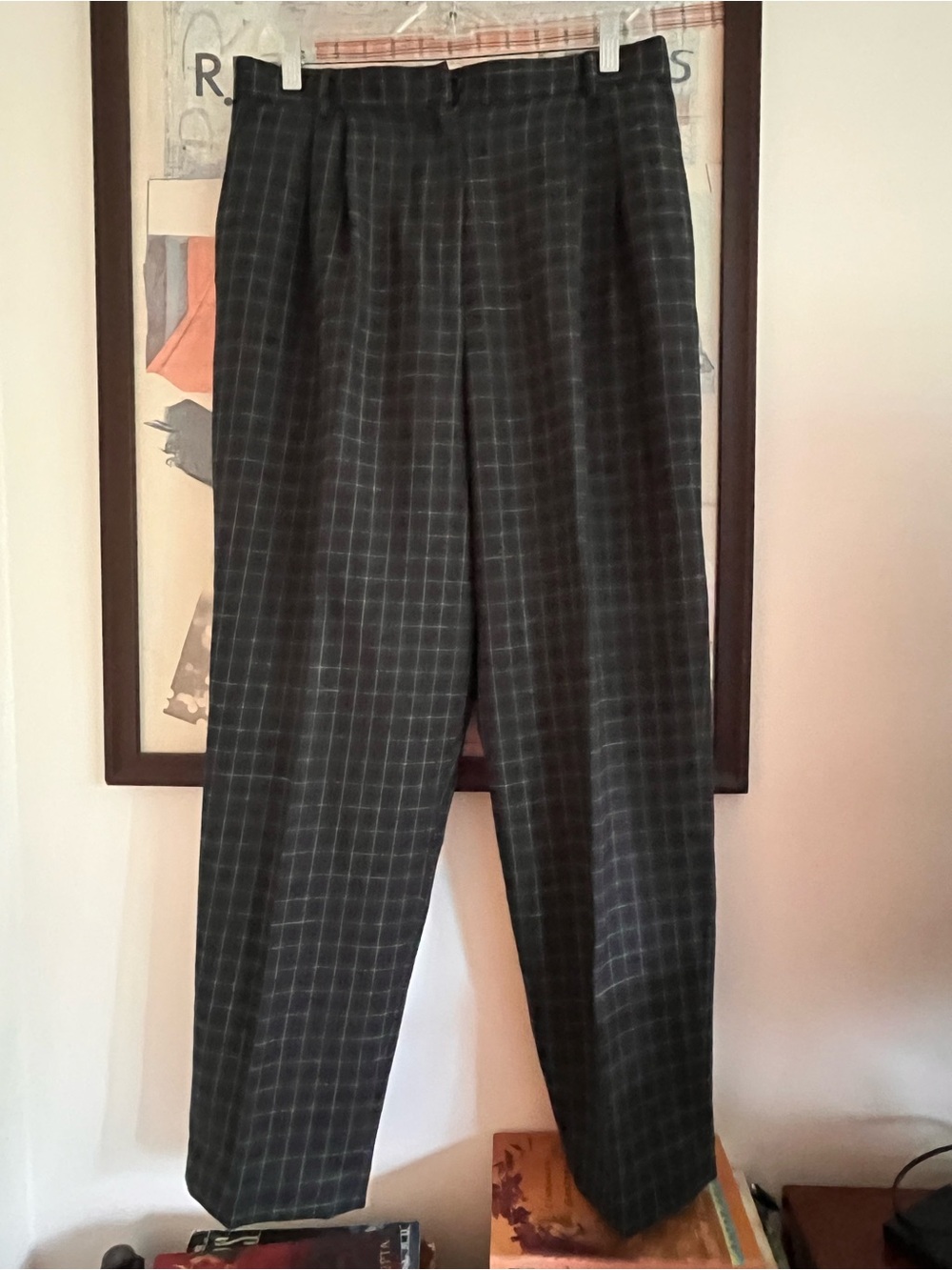 Vintage Talbots Made in USA Green Plaid 100% Wool Tailored Trousers 8-10